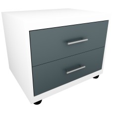 Noptiera Torino Alb / Gri, 48 x 37 x 37 cm